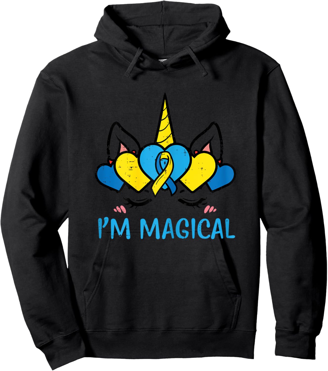 Down Syndrome Unicorn Head Magical Awareness Toddler Girls Hoodie - Hoodie | Black