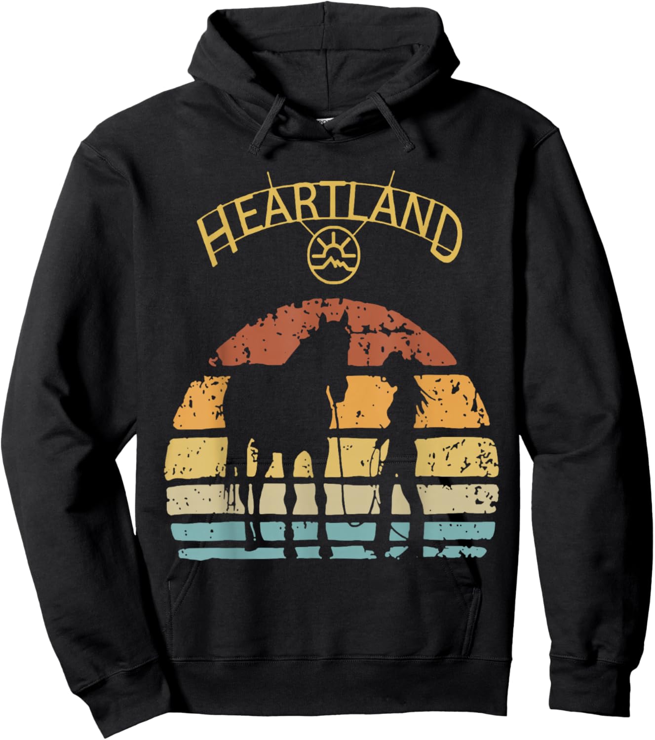 Heartland Retro Vintage Sunset Hoodie - Hoodie | Black