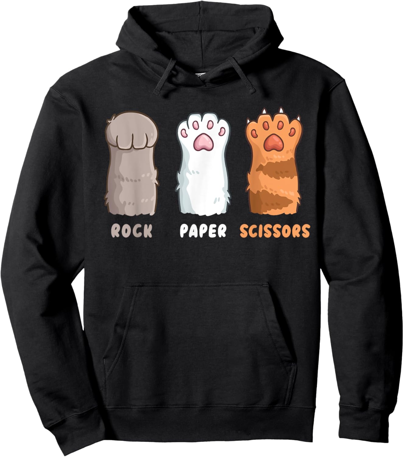 Cat Lover Cat Owner Funny Cat Rock Paper Scissors Women Girls Kids Hoodie - Hoodie | Black