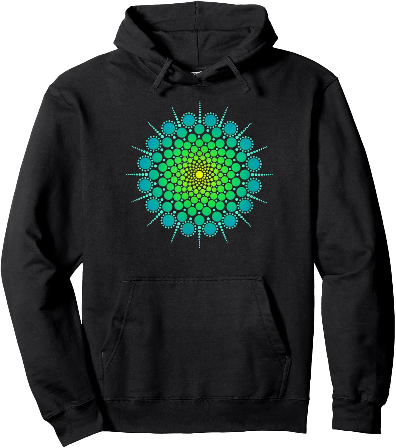 Zen Yoga Meditation Mehndi Dot Mandala Turquoise Blue Green Hoodie - Hoodie | Black