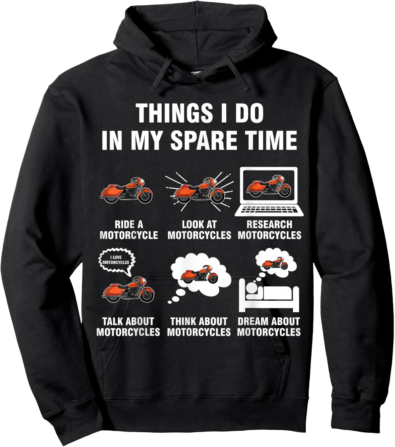 6 Things I Do In My Spare Time - Motorcycles Hoodie - Hoodie | Black