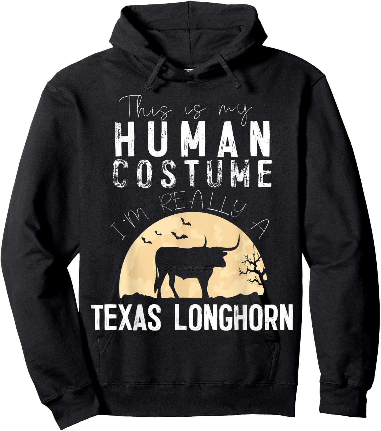 Halloween Human Costume Texas Longhorn Creepy Horror Hoodie - Hoodie | Black