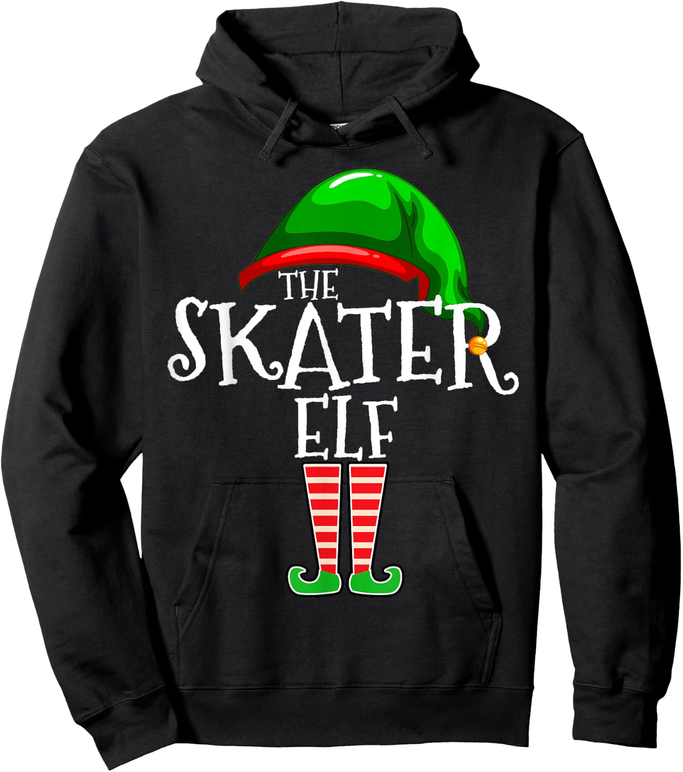 Skater Elf Group Matching Family Christmas Gift Skateboard Hoodie - Hoodie | Black