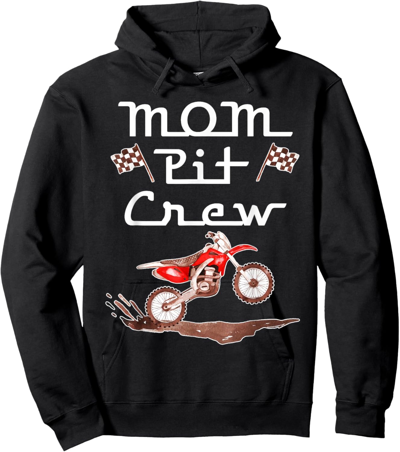 Dirt Bike Birthday Party Racing Family Mom Pit Crew Hoodie - Hoodie | Black