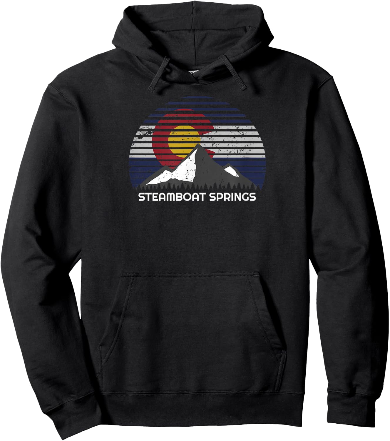 Steamboat Springs, Colorado x CO Flag Mtn Top Hoodie - Hoodie | Black
