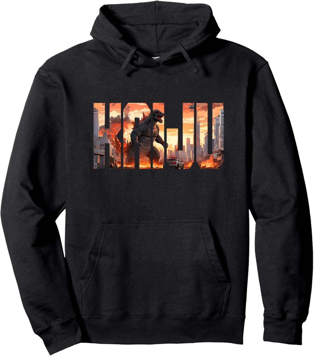 Japanese Kaiju Monster Attacking Tokyo Japan Hoodie - Hoodie | Black