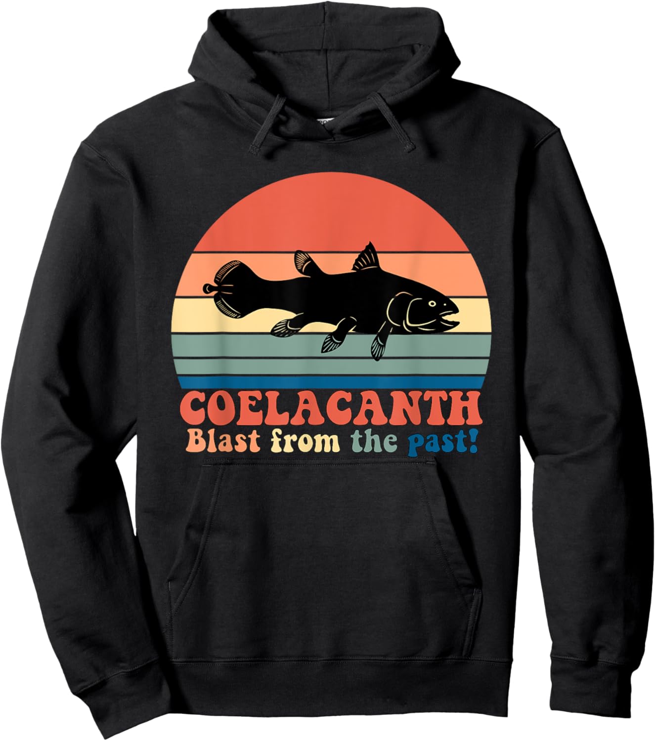 Vintage Retro Coelacanth Silhouette Sunset Design Hoodie - Hoodie | Black