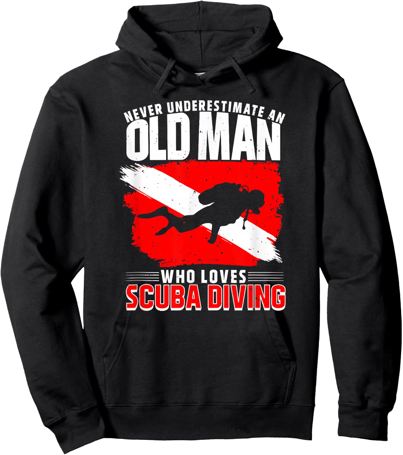 Never Underestimate an Old Man Diver Gift Diving Hoodie - Hoodie | Black