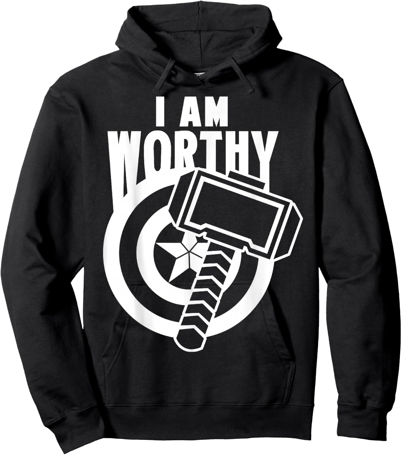 Avengers Endgame Captain America I Am Worthy Mjolnir Shield Hoodie - Hoodie | Black