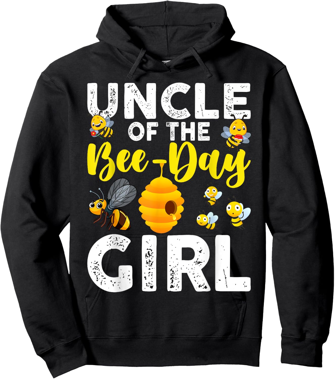 Uncle of the Bee-Day Girl Bee Birthday Party Matching Family Hoodie - Hoodie | Black