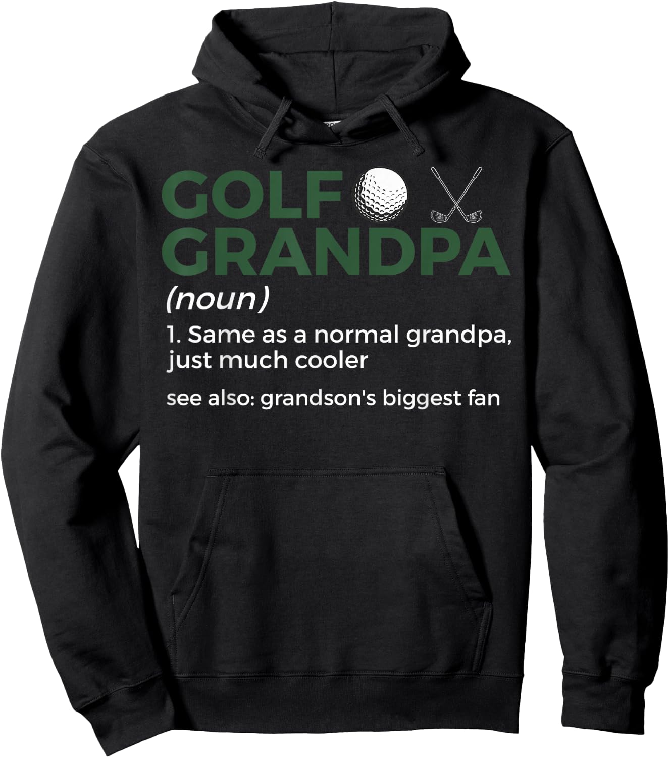 Golf Grandpa Definition Golfing Grandson's Biggest Fan Hoodie - Hoodie | Black
