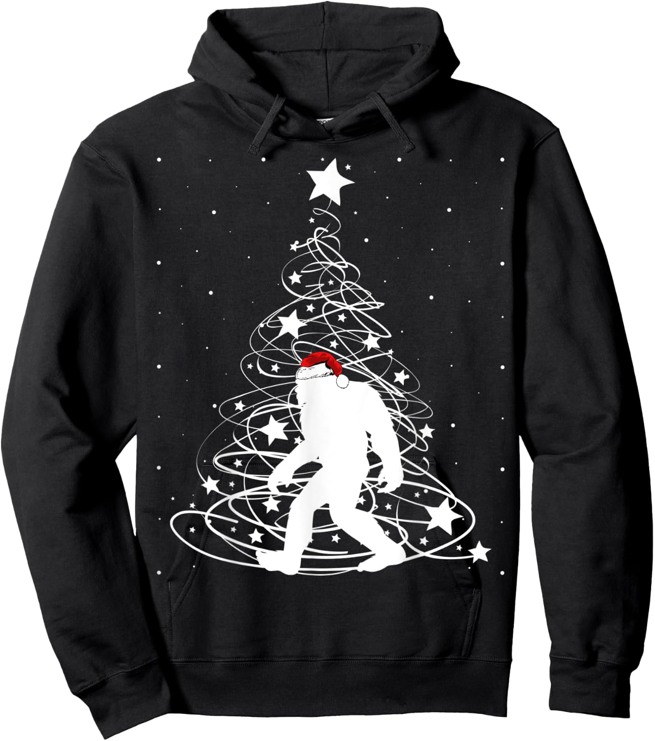 Bigfoot Santa Christmas Shirts for Boys Kids Girls Xmas Gift Hoodie - Hoodie | Black