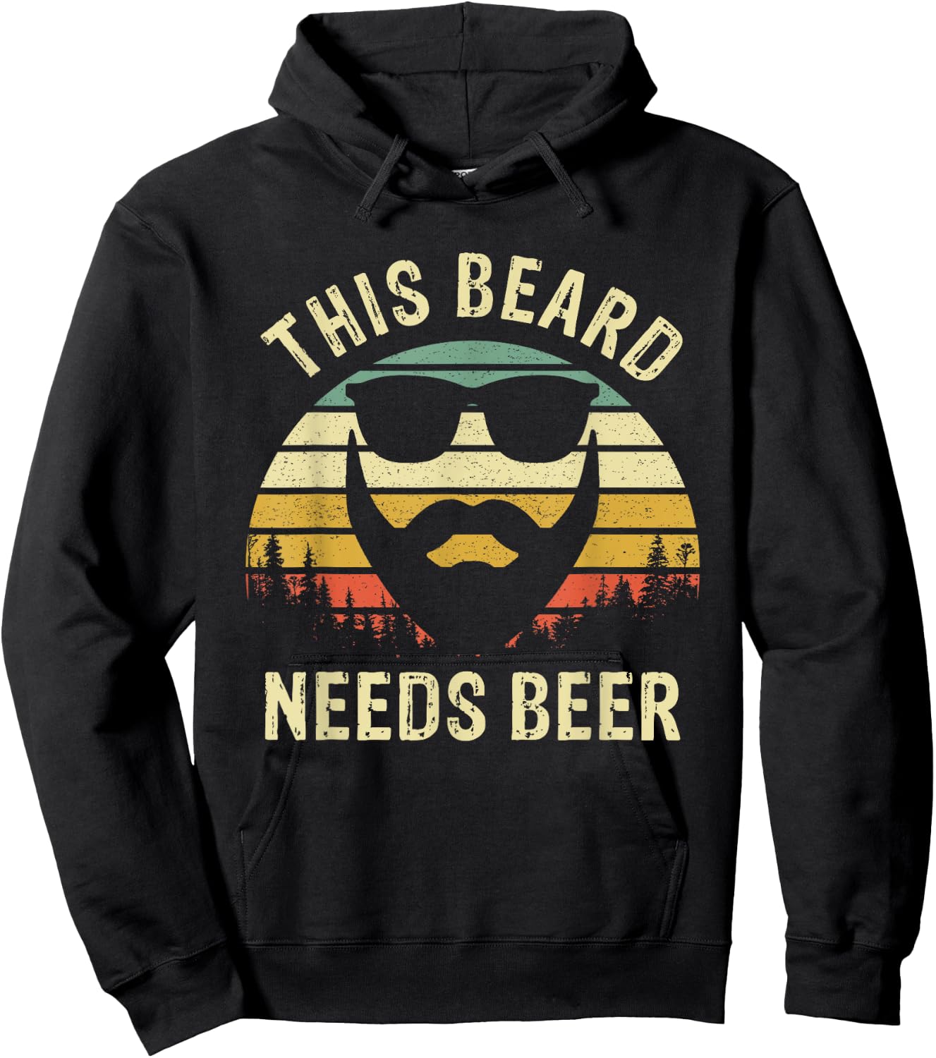 Vintage Dad Husband This Beard Needs Beer Fathers Day Gift Hoodie - Hoodie | Black