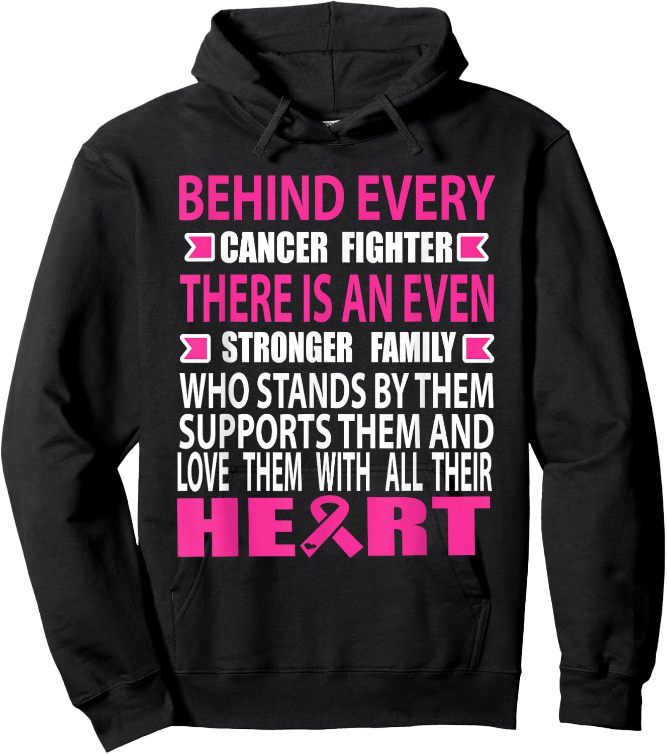 Fighter and strong family Breast cancer awareness cancer Hoodie - Hoodie | Black