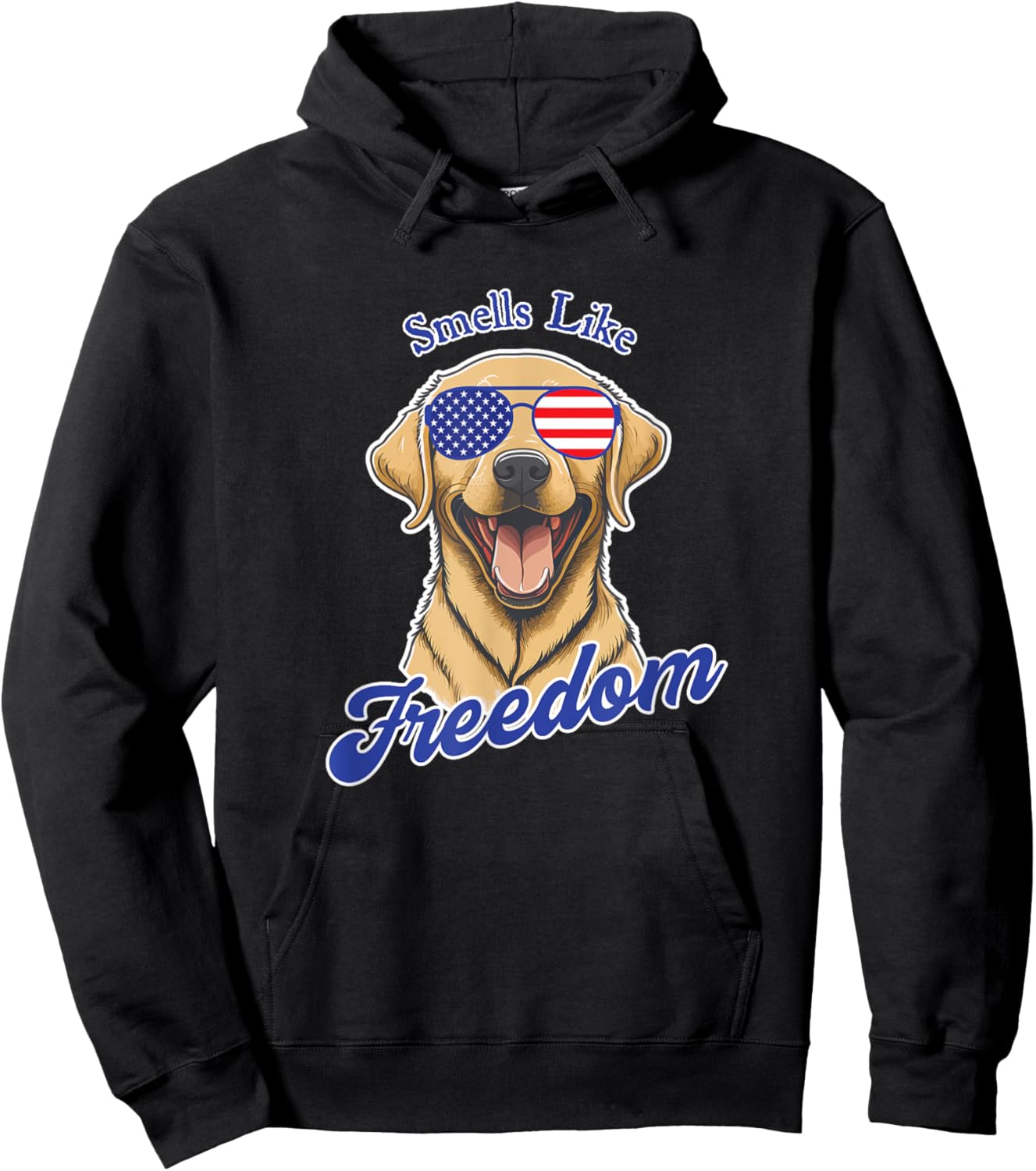 Yellow Lab American Flag Patriotic 4th of July Vintage Men Hoodie - Hoodie | Black