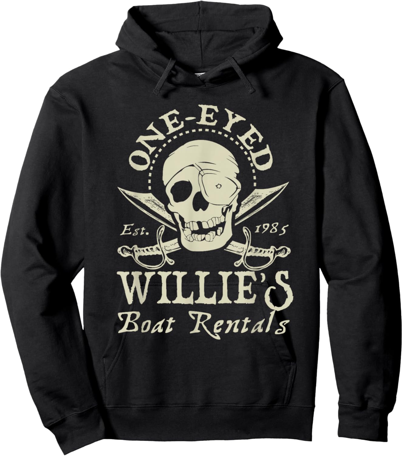One-Eyed Willie Boat Rentals He Never Says Die Hoodie - Hoodie | Black