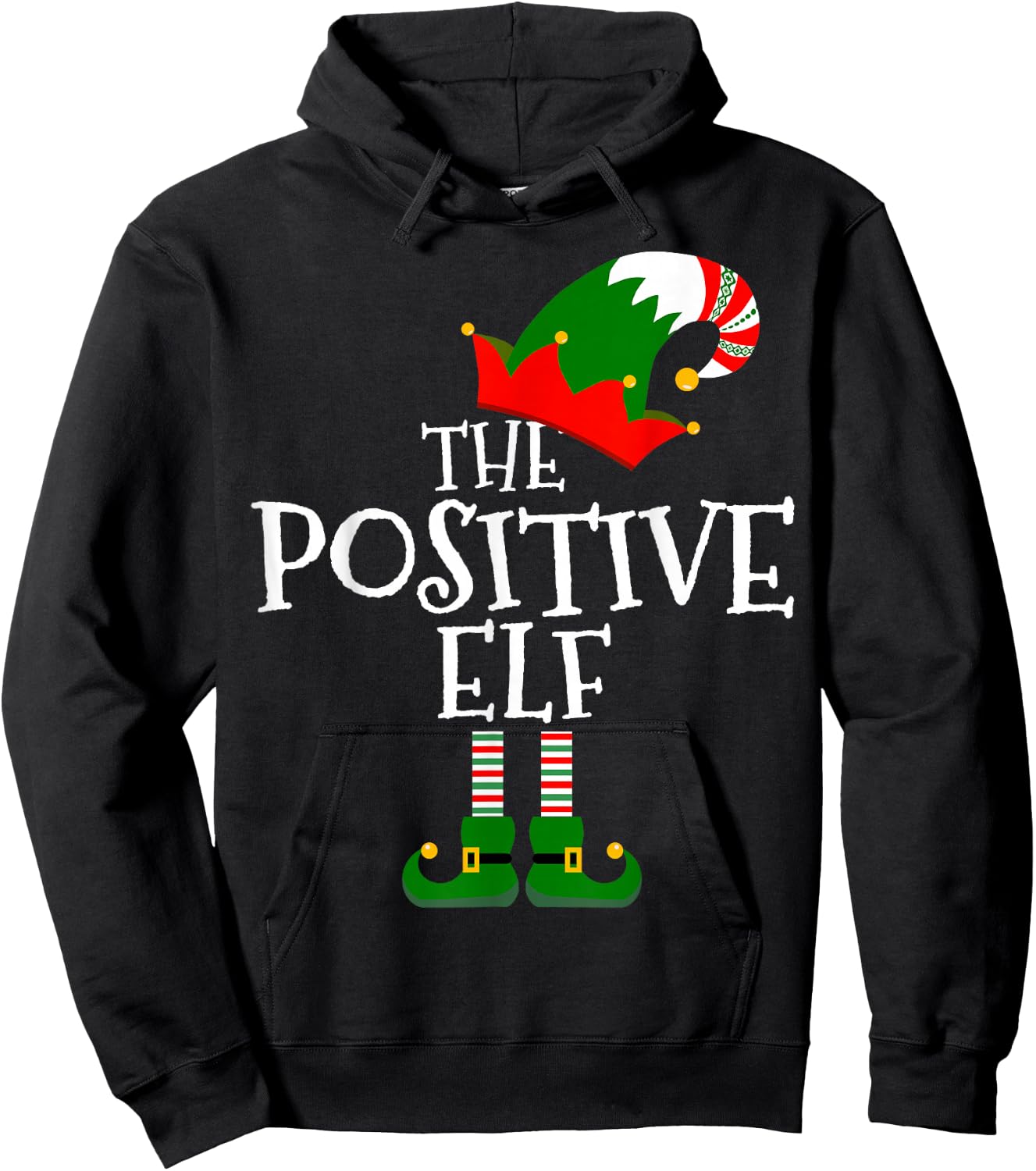 Funny The Positive Elf Matching Family Group Gift Christmas Hoodie - Hoodie | Black