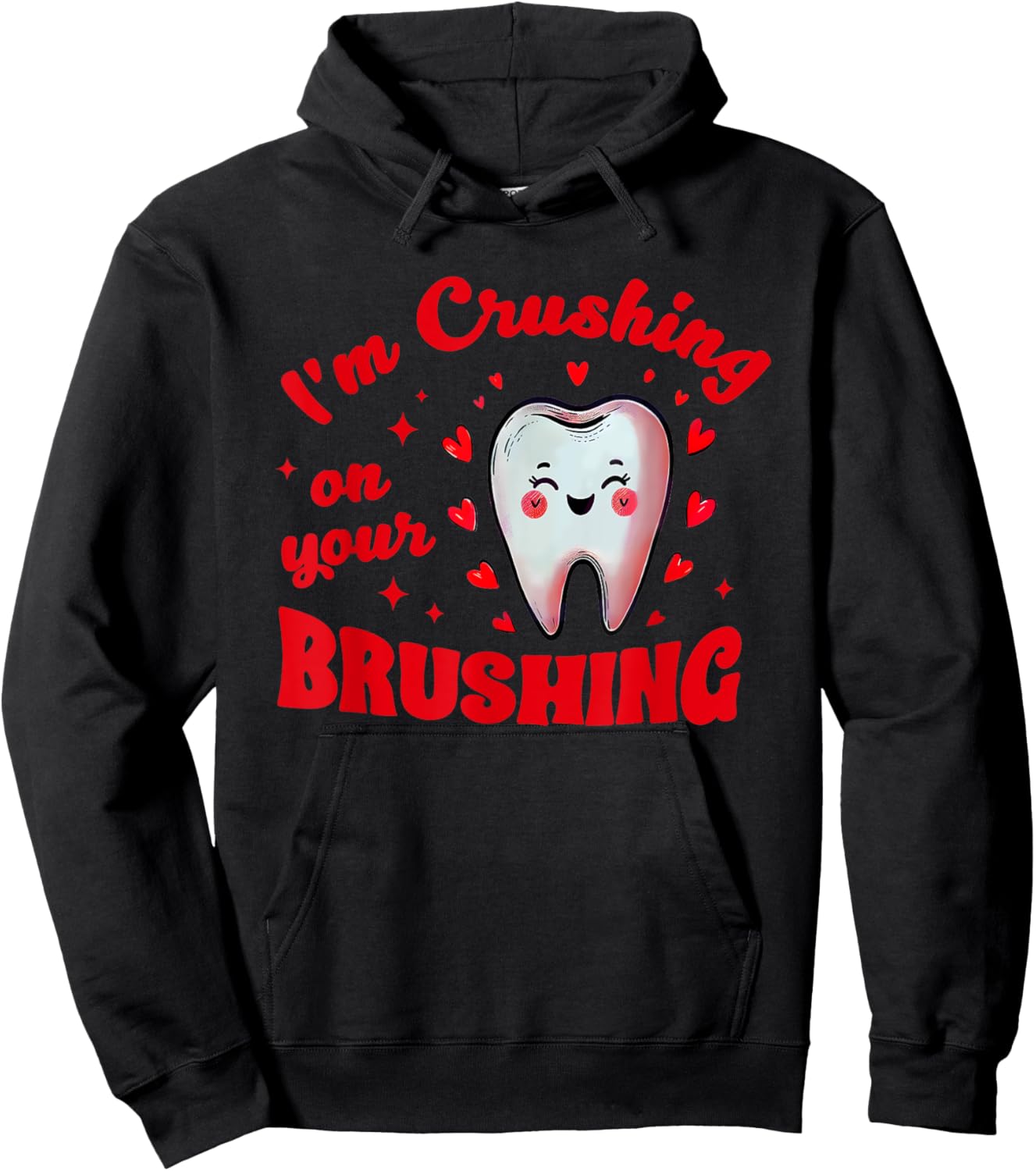 I'm Crushing On Your Brushing Cute 2024 -Adults Black Small Modern Classic U-Neck Short Sleeve Themed-Birthday Hoodie - Hoodie | Black
