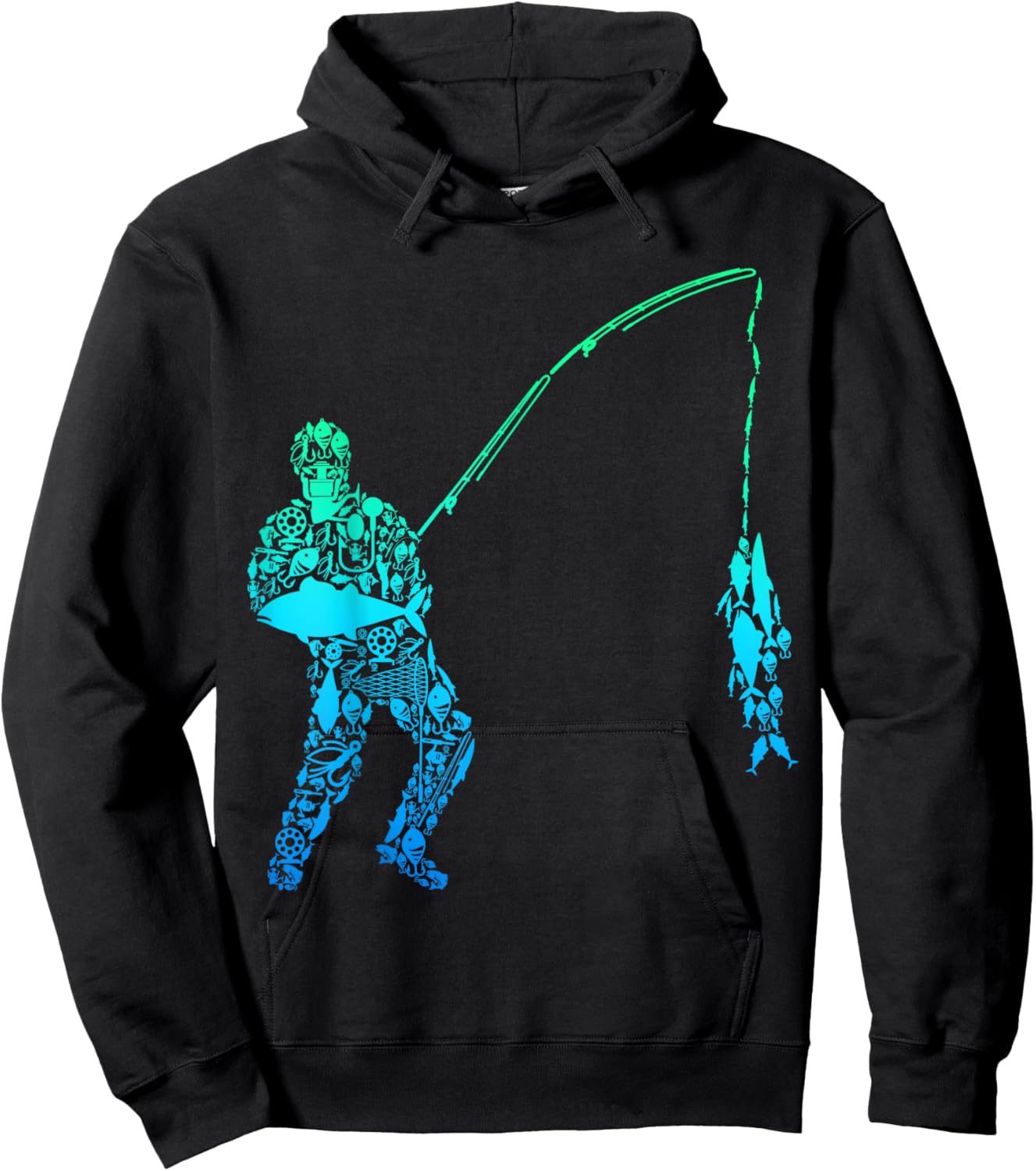 Cool Fisherman Apparel & Gift Ideas Fishing Fish Men Boys Black Small Hoodie - Hoodie | Black