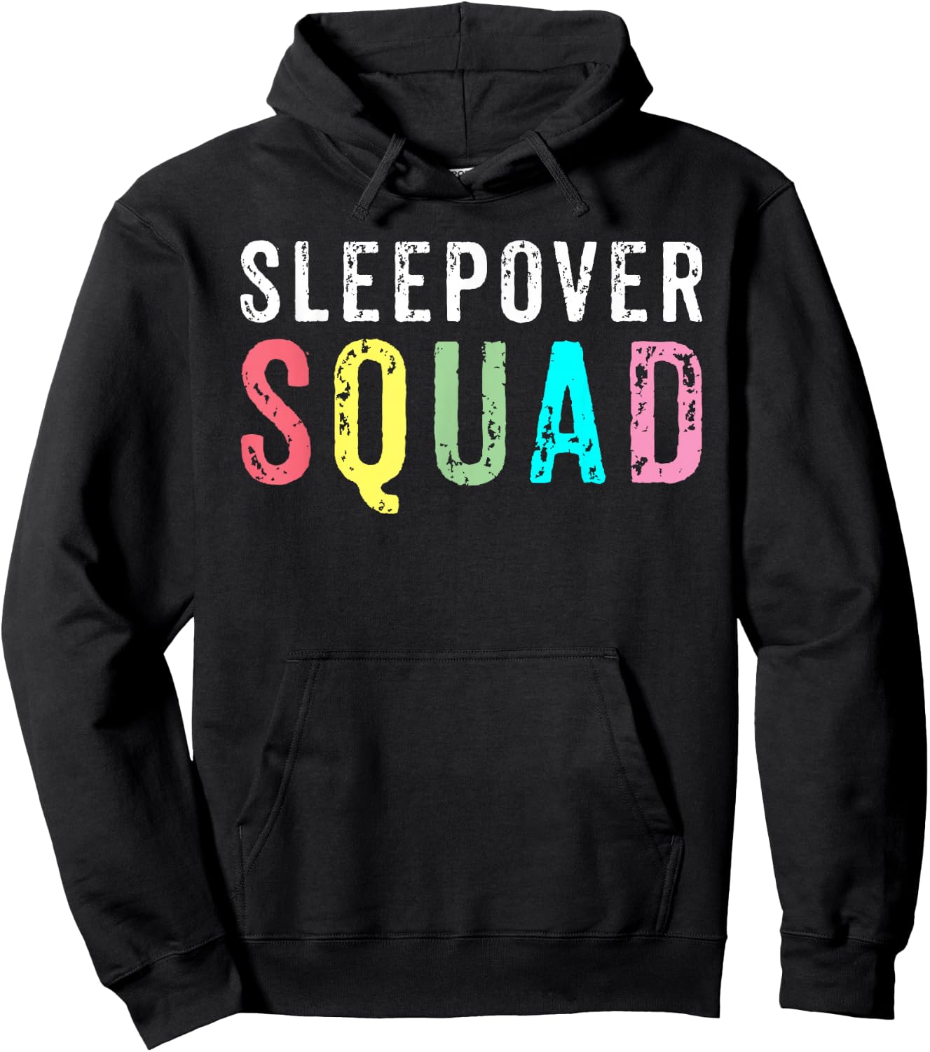 Sleepover Squad Slumber Party Overnight Pajama Hoodie - Hoodie | Black