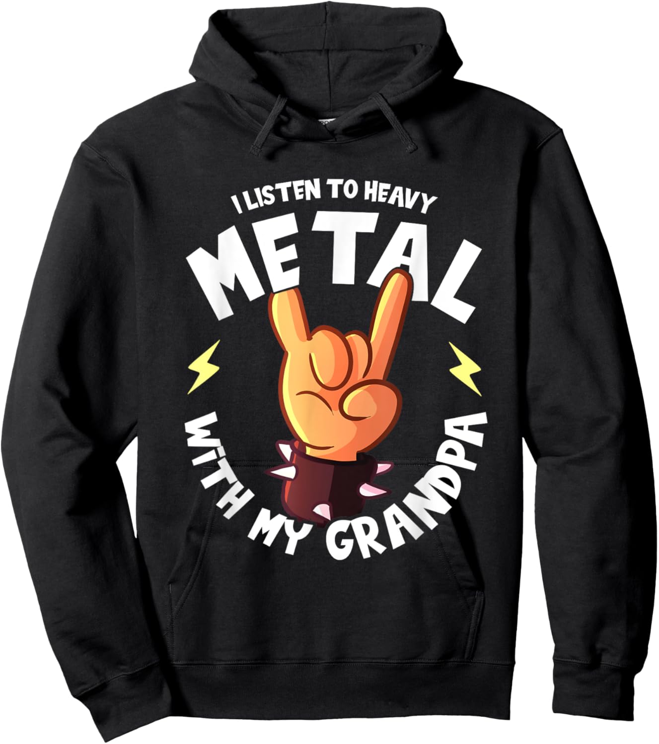 I listen to Heavy Metal with my Grandpa I Funny Kids Hoodie - Hoodie | Black