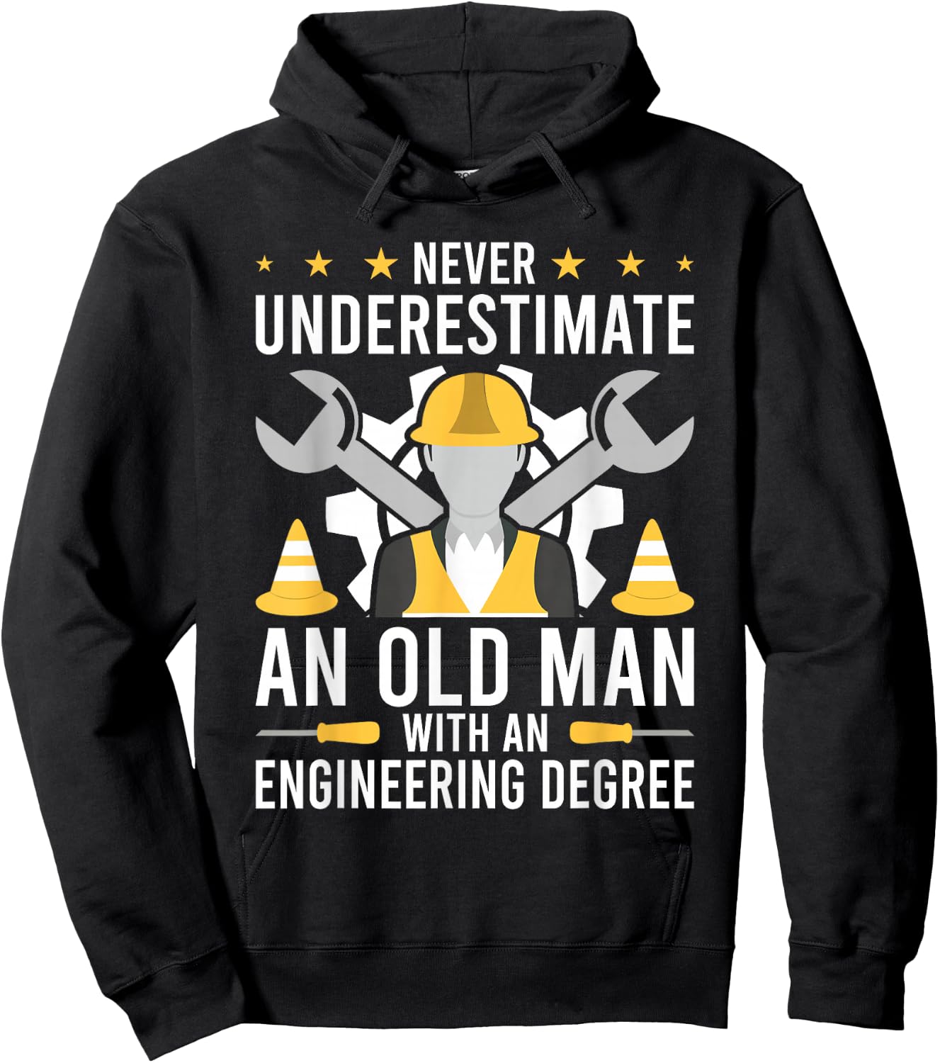 Never Underestimate an old man with an Engineering Degree Hoodie - Hoodie | Black