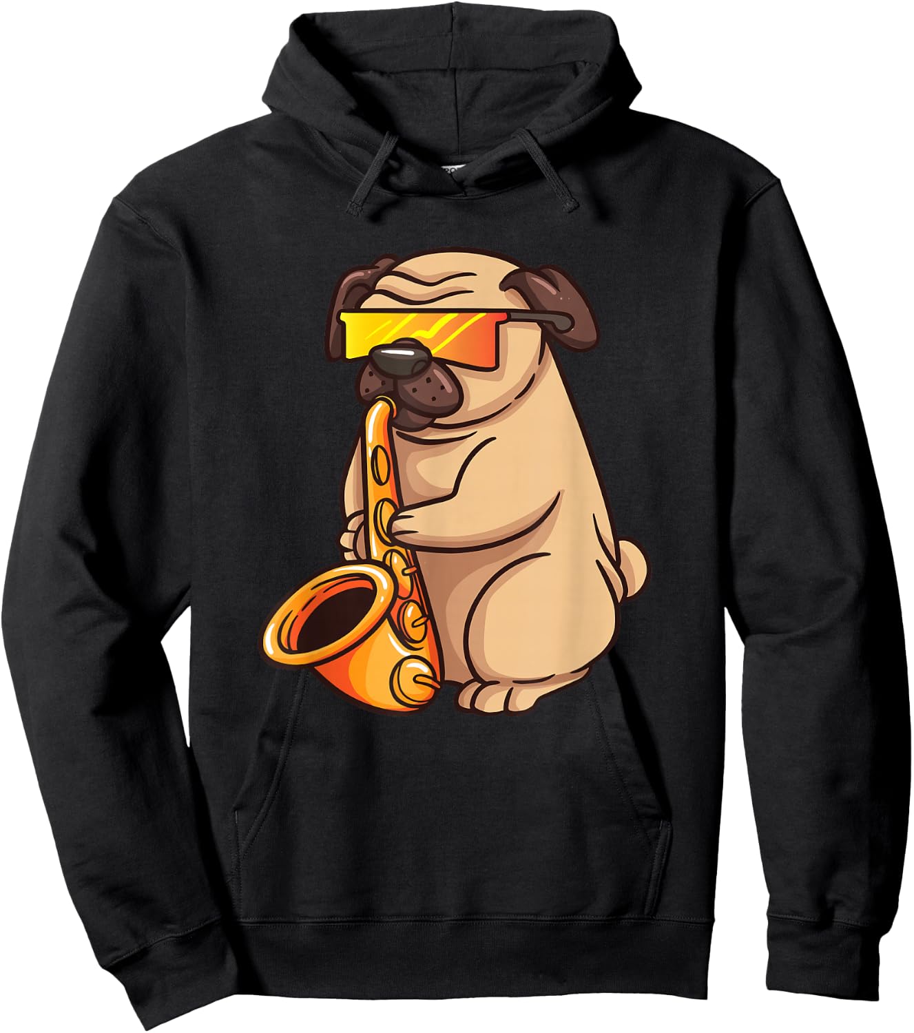 Saxophone Player Pug Jazz Band Music And Dog Lovers Gift Hoodie - Hoodie | Black