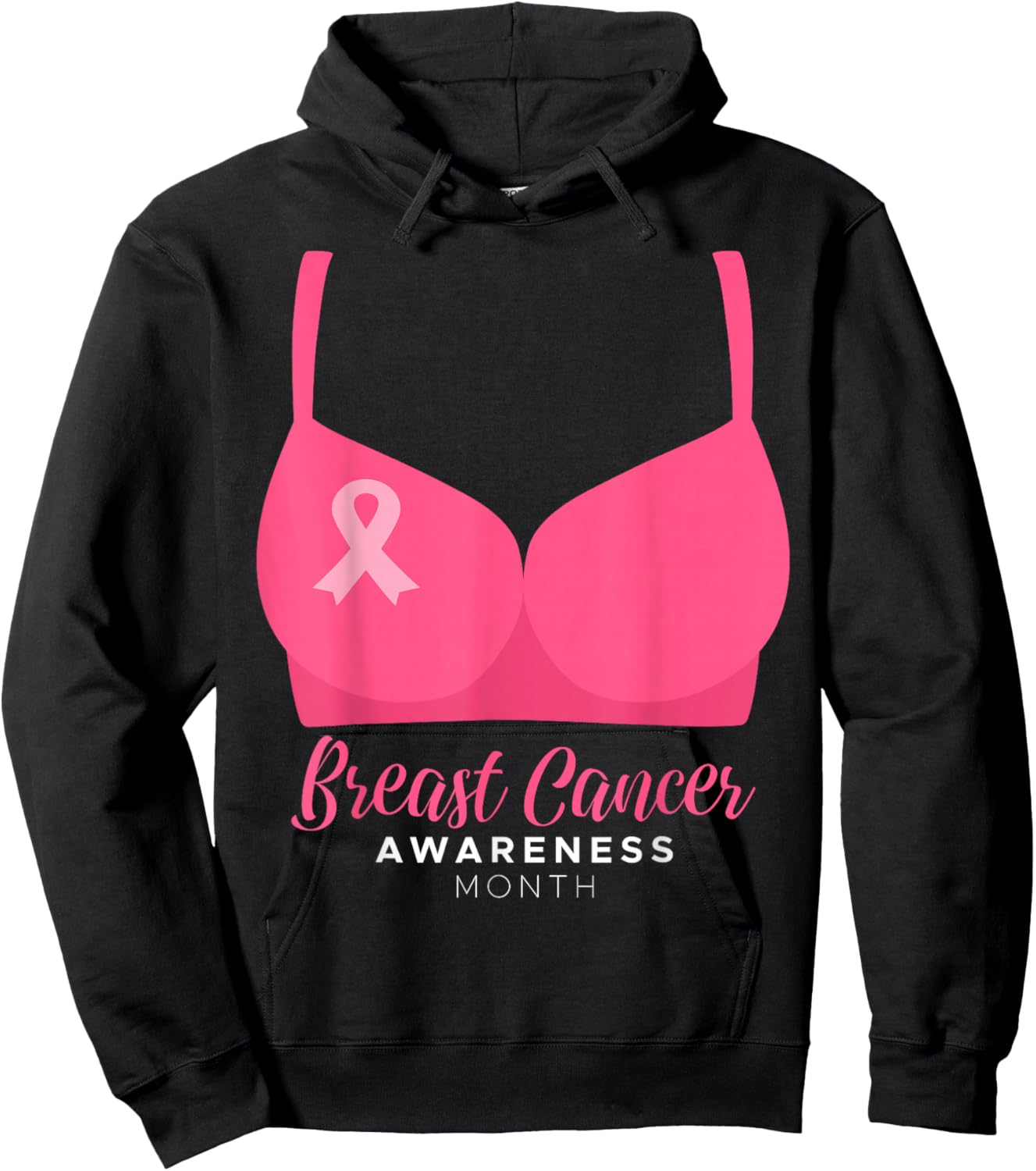 BRA Breast Cancer Awareness Month Wear Pink Ribbon October Hoodie - Hoodie | Black