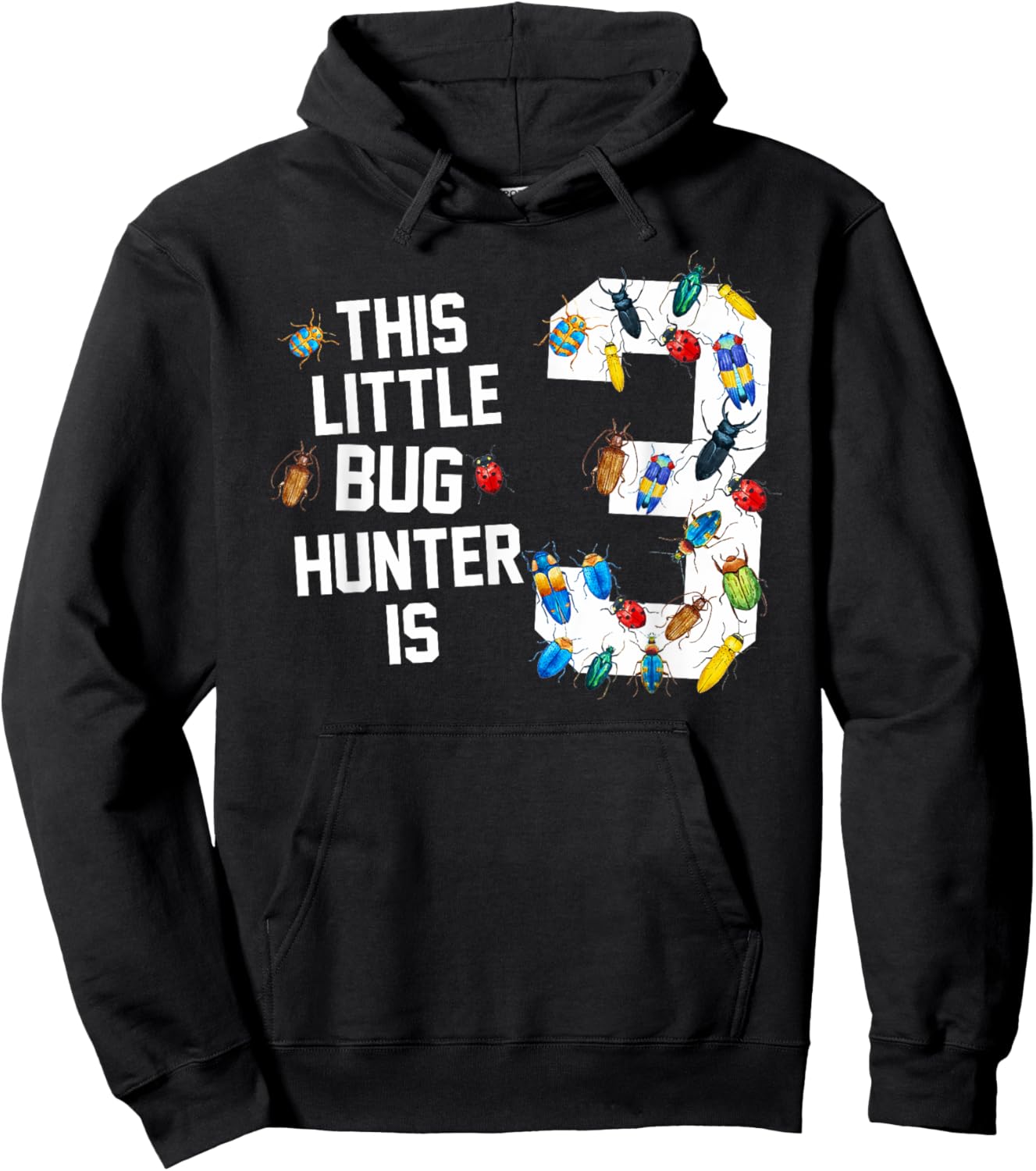 This Little Bug Hunter Is 3 Ladybug 3rd Birthday Boy Girl Hoodie - Hoodie | Black