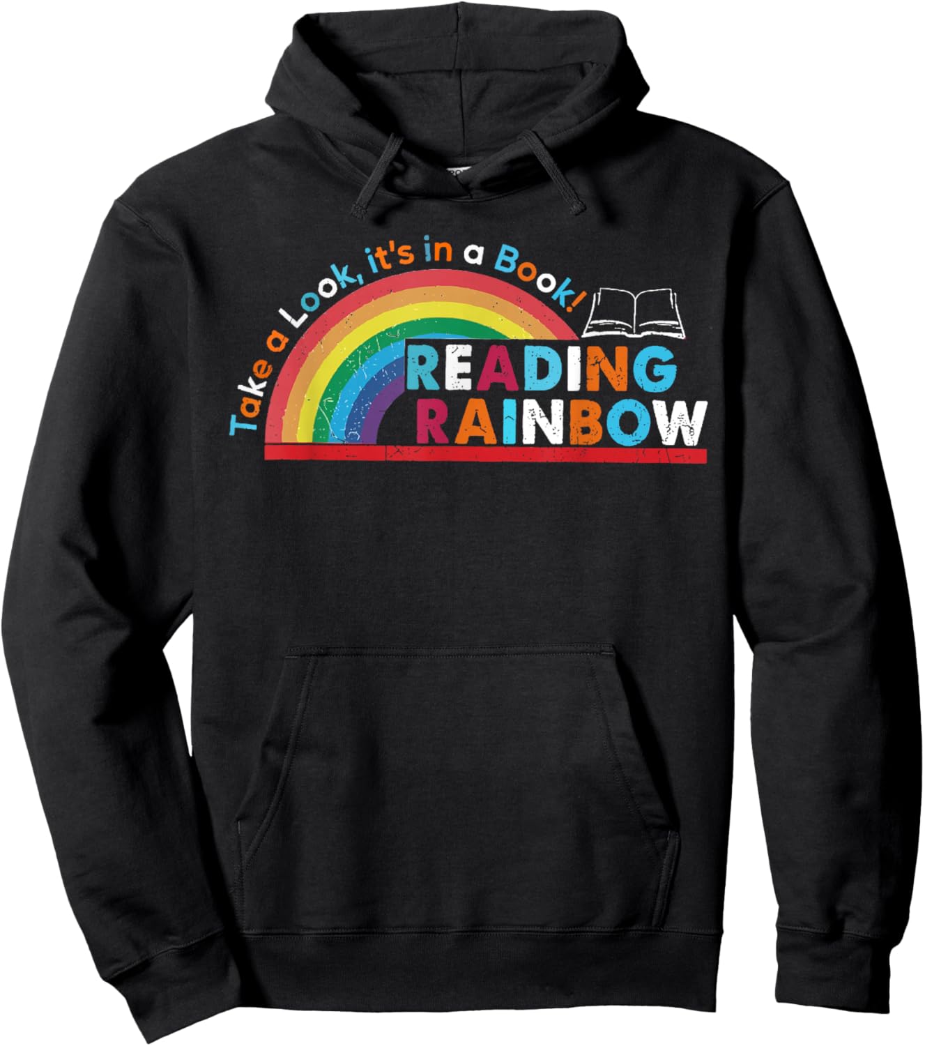 Take A Look A Book Vintage Reading Librarian Rainbow Hoodie - Hoodie | Black