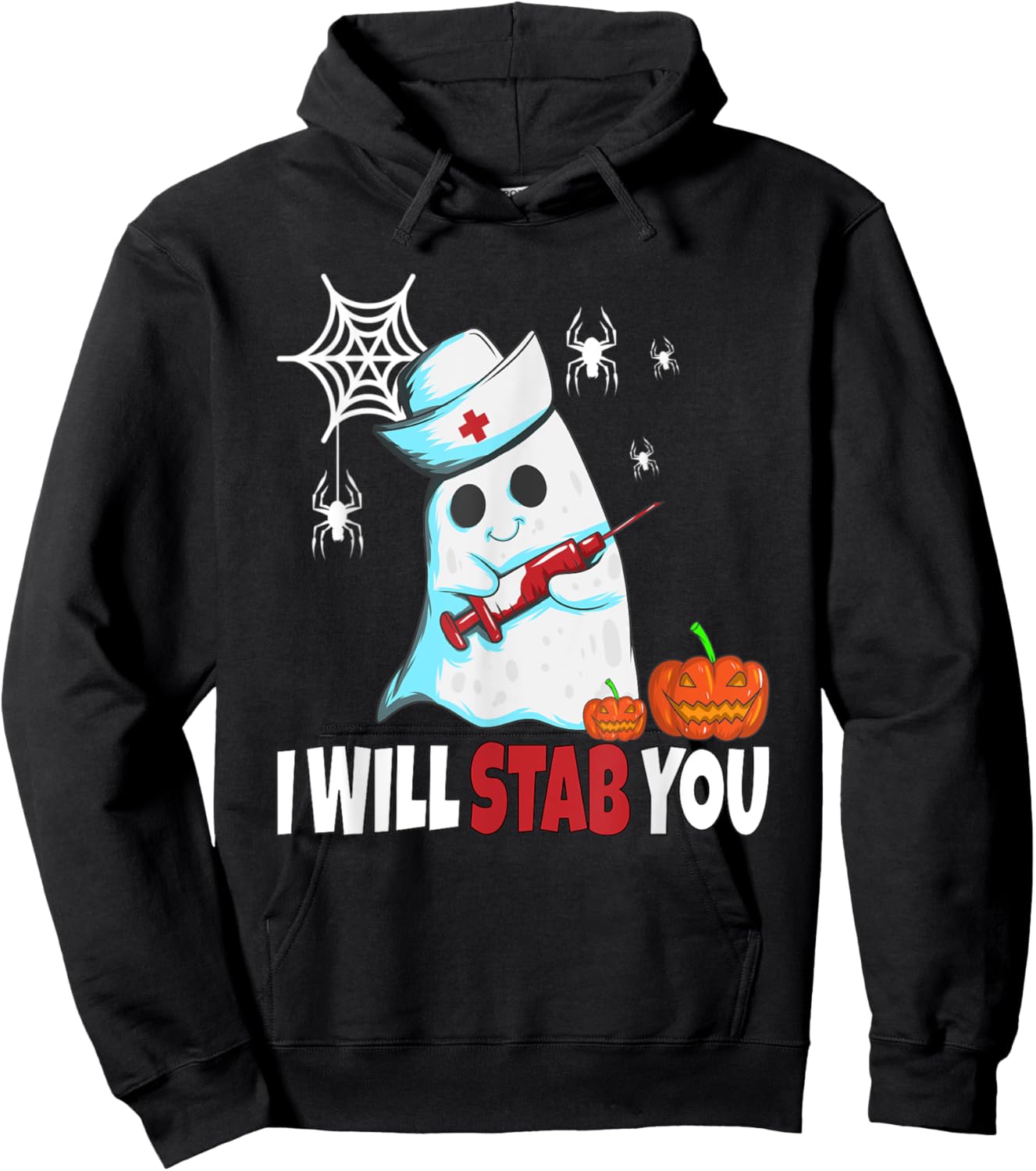 Halloween Nurse Ghost Disguise I Will Stab You Hoodie - Hoodie | Black