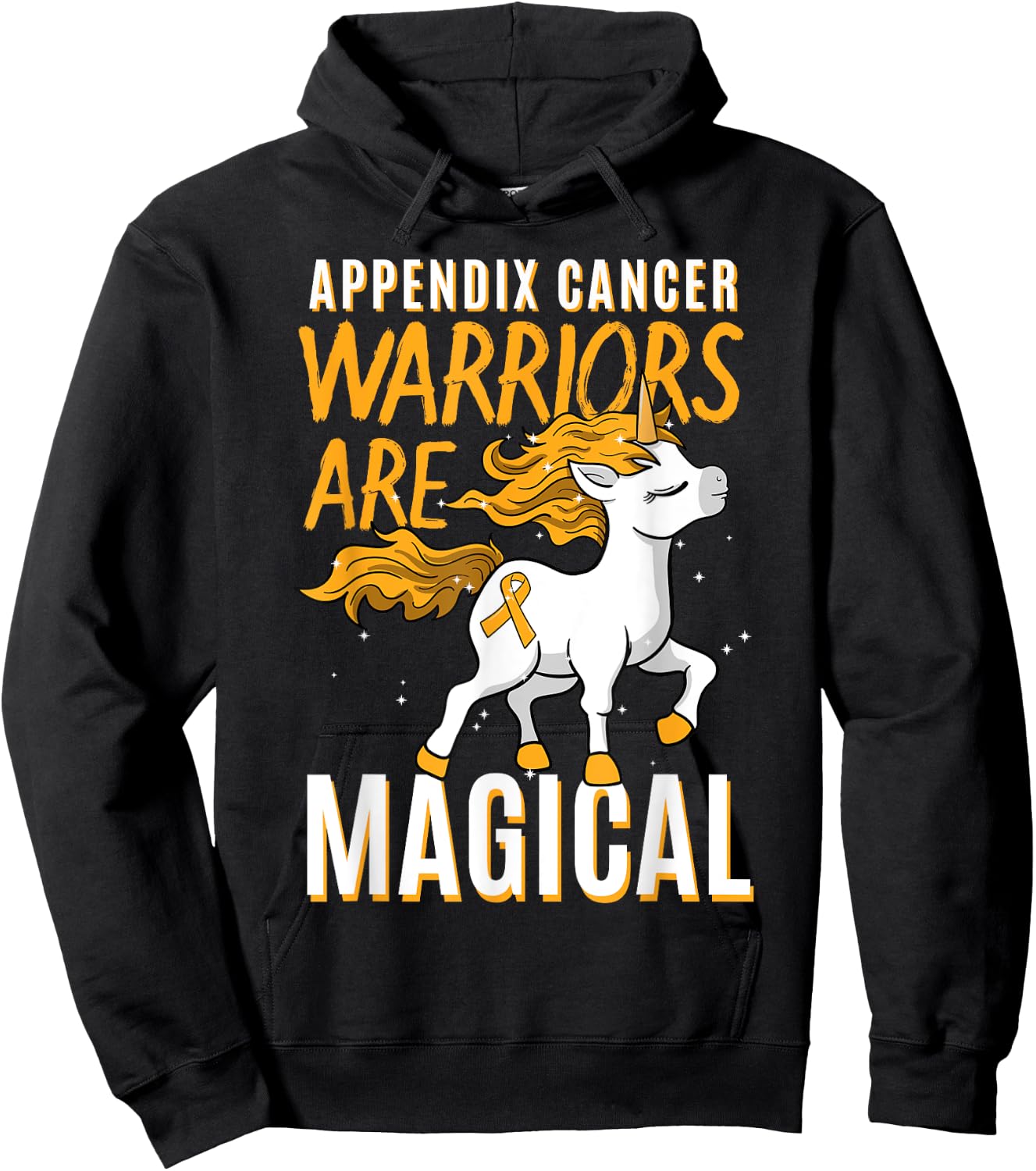 Appendix Cancer Awareness Supporter Fighter Unicorn Lover Hoodie - Hoodie | Black