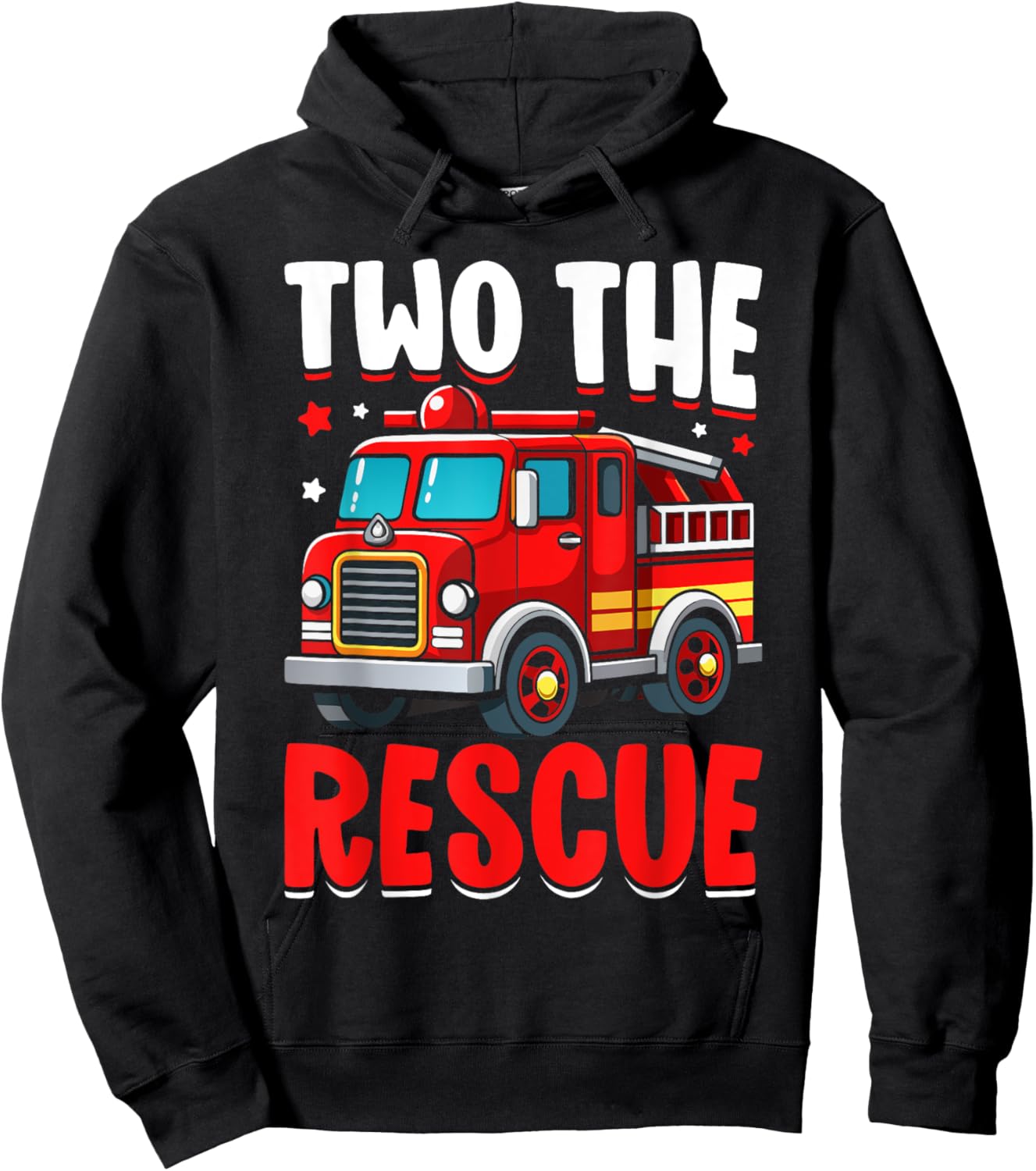 Two The Rescue Funny Firefighter 2nd Birthday Two Years Old Hoodie - Hoodie | Black