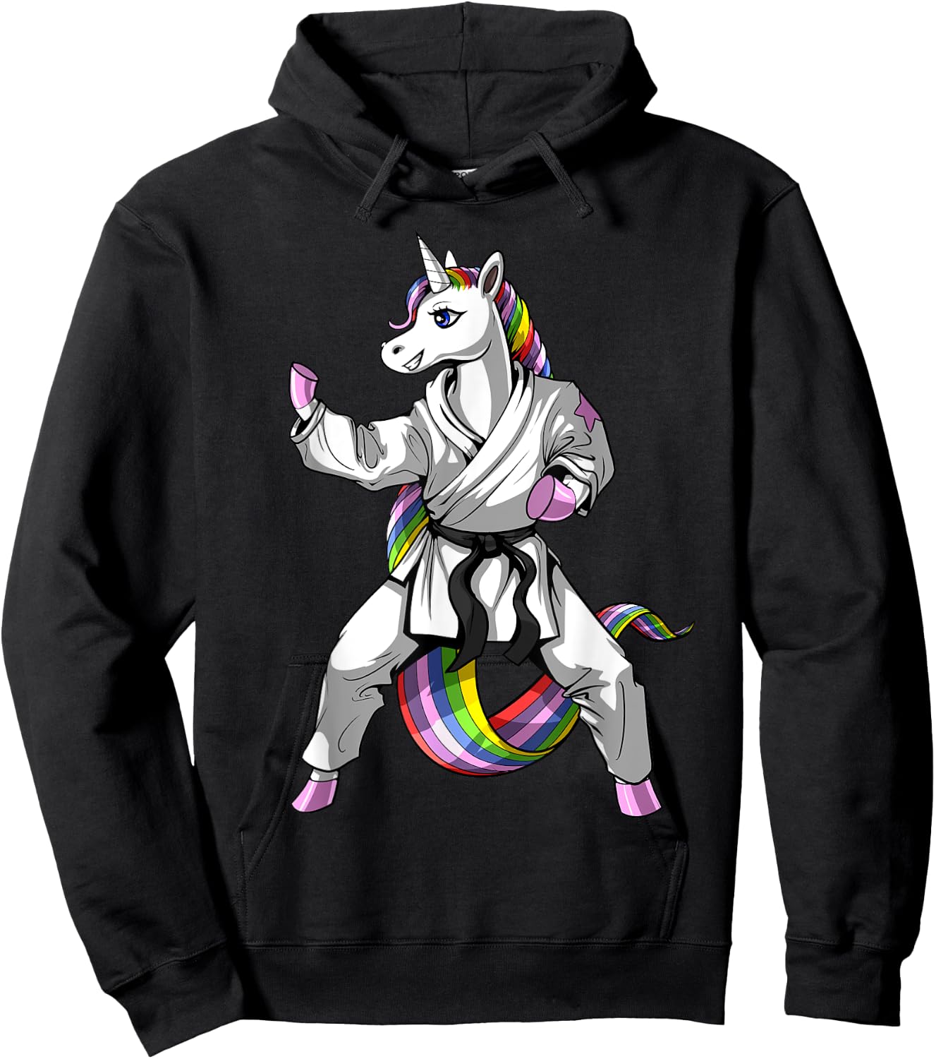 Unicorn Ninja Karate Martial Art Kickboxing Taekwondo Girls Hoodie - Hoodie | Black