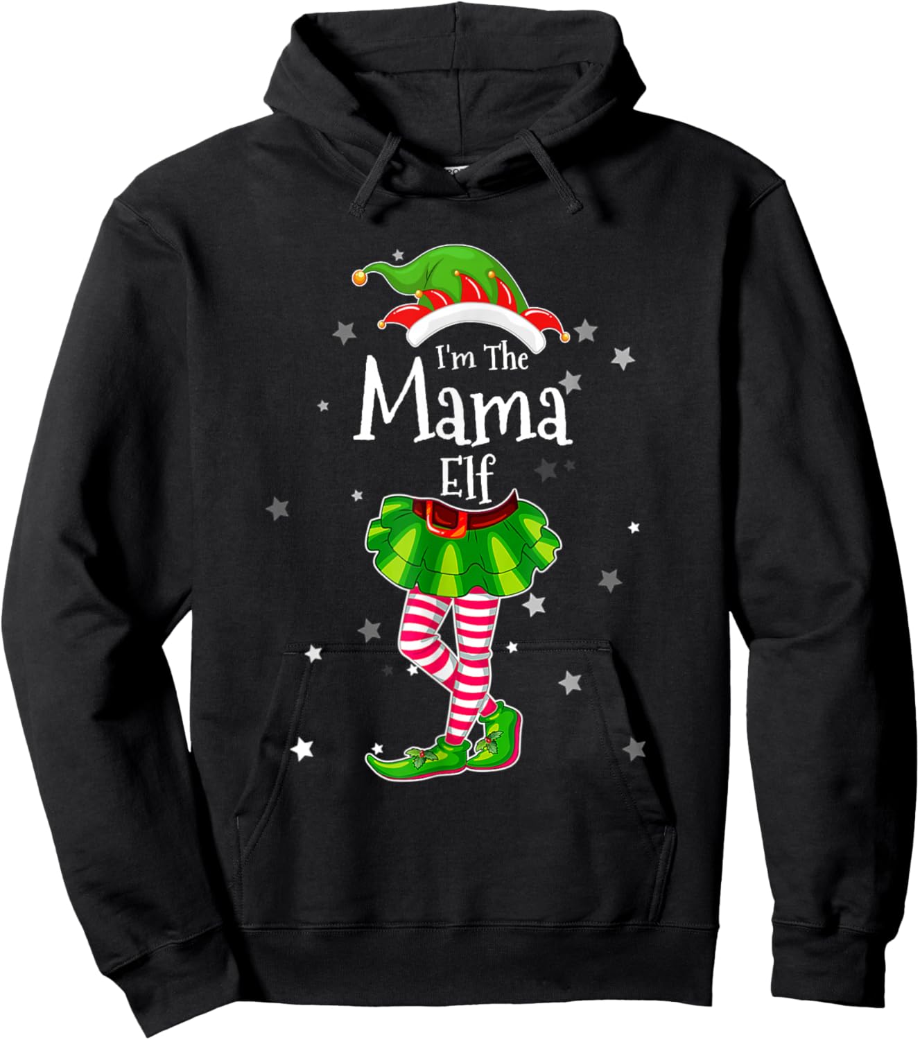 I'm The Mama Elf Matching Christmas Costume 2022 Hoodie - Hoodie | Black