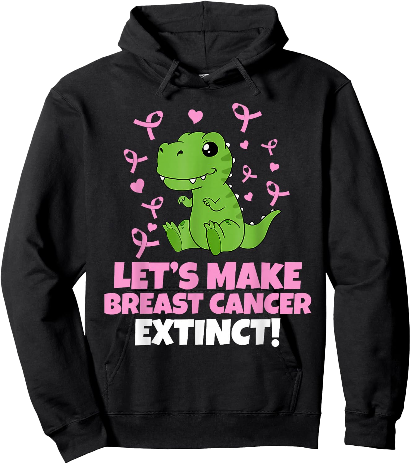 Dino Pink Let's Make Breast Cancer Extinct Kids Toddler Hoodie - Hoodie | Black