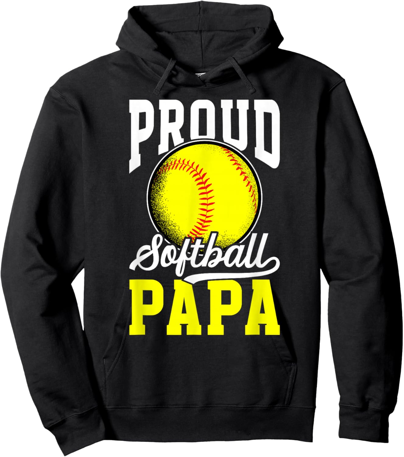 Proud Softball Papa Of A Softball Player Papa Hoodie - Hoodie | Black