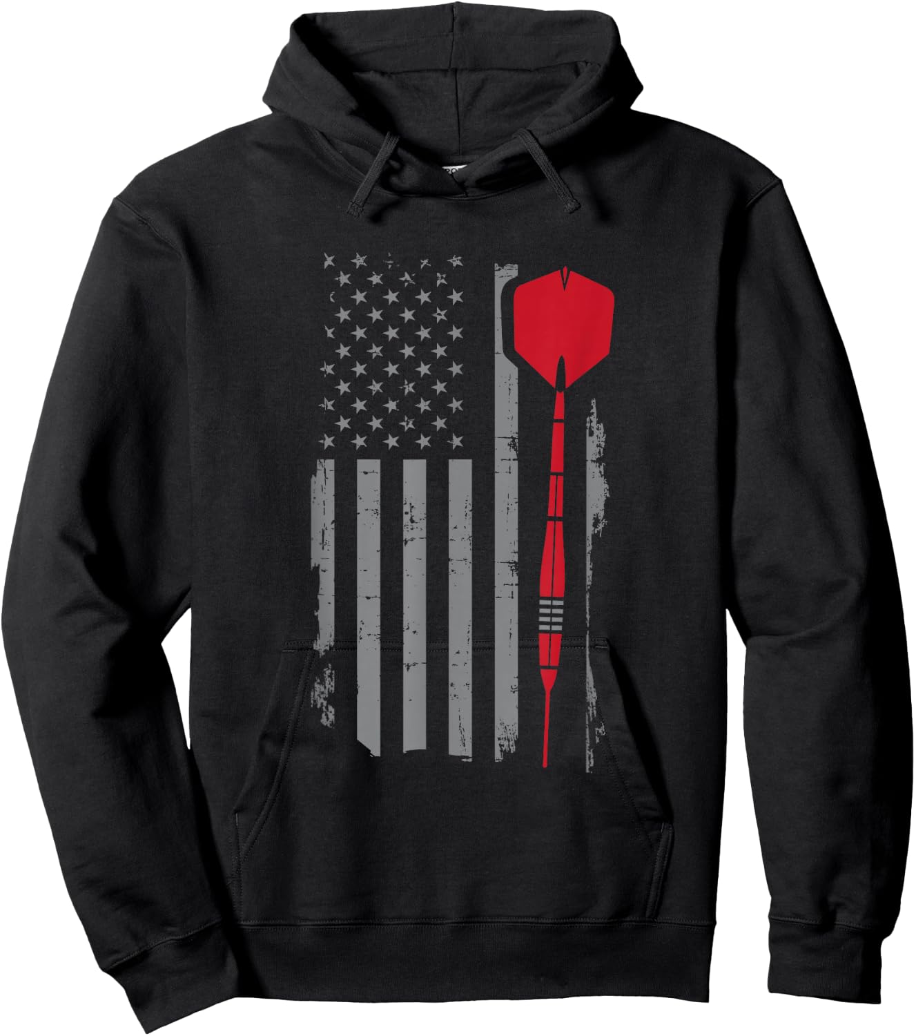 Retro American Flag Throw Darts Gift Dart Player Men Hoodie - Hoodie | Black