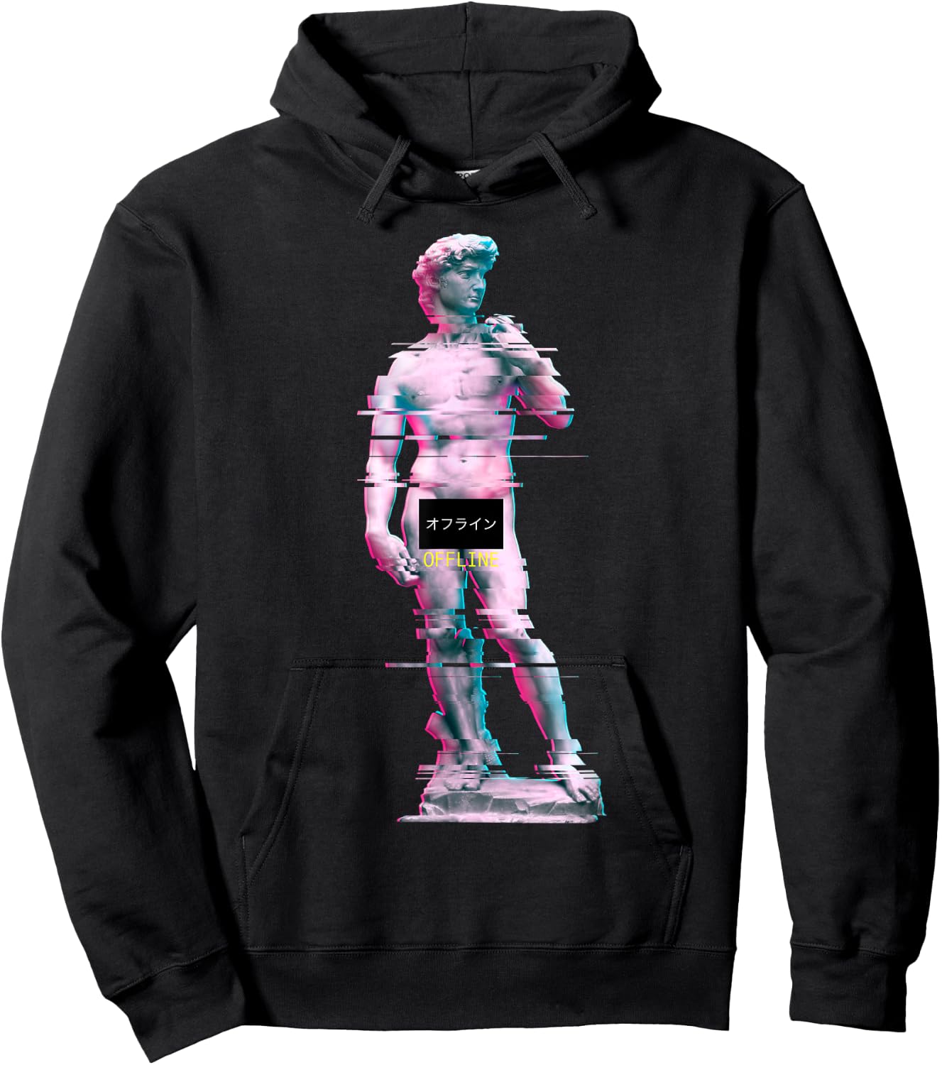Vaporwave Retro 80s 90s David Statue Glitch Art Hoodie - Hoodie | Black