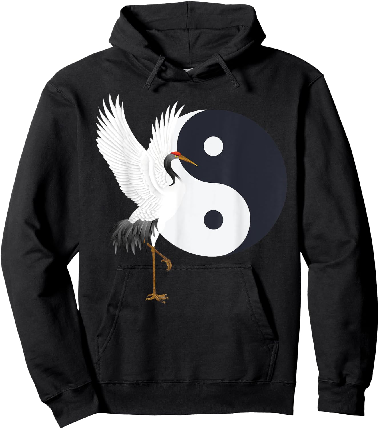 Tai Chi White Crane Yin, Yang, Qi Gong, Chinese White Bird Hoodie - Hoodie | Black