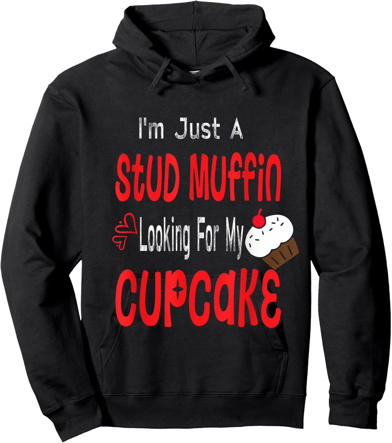 Toddler Boy Valentines Day Shirt Just A Stud Muffin Cupcake Hoodie - Hoodie | Black