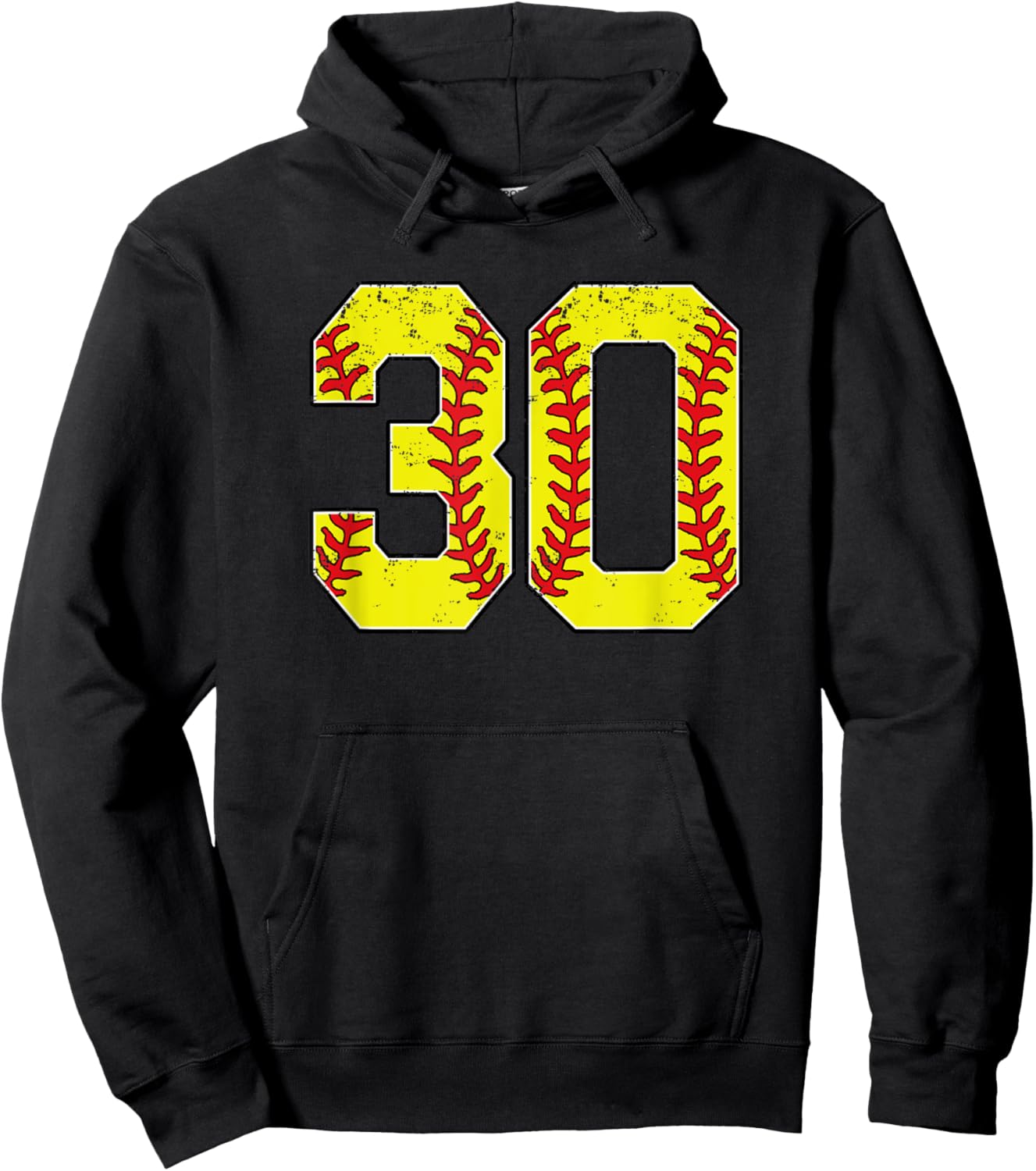 Softball Number 30 Mom Dad Show Support Favorite Player Hoodie - Hoodie | Black