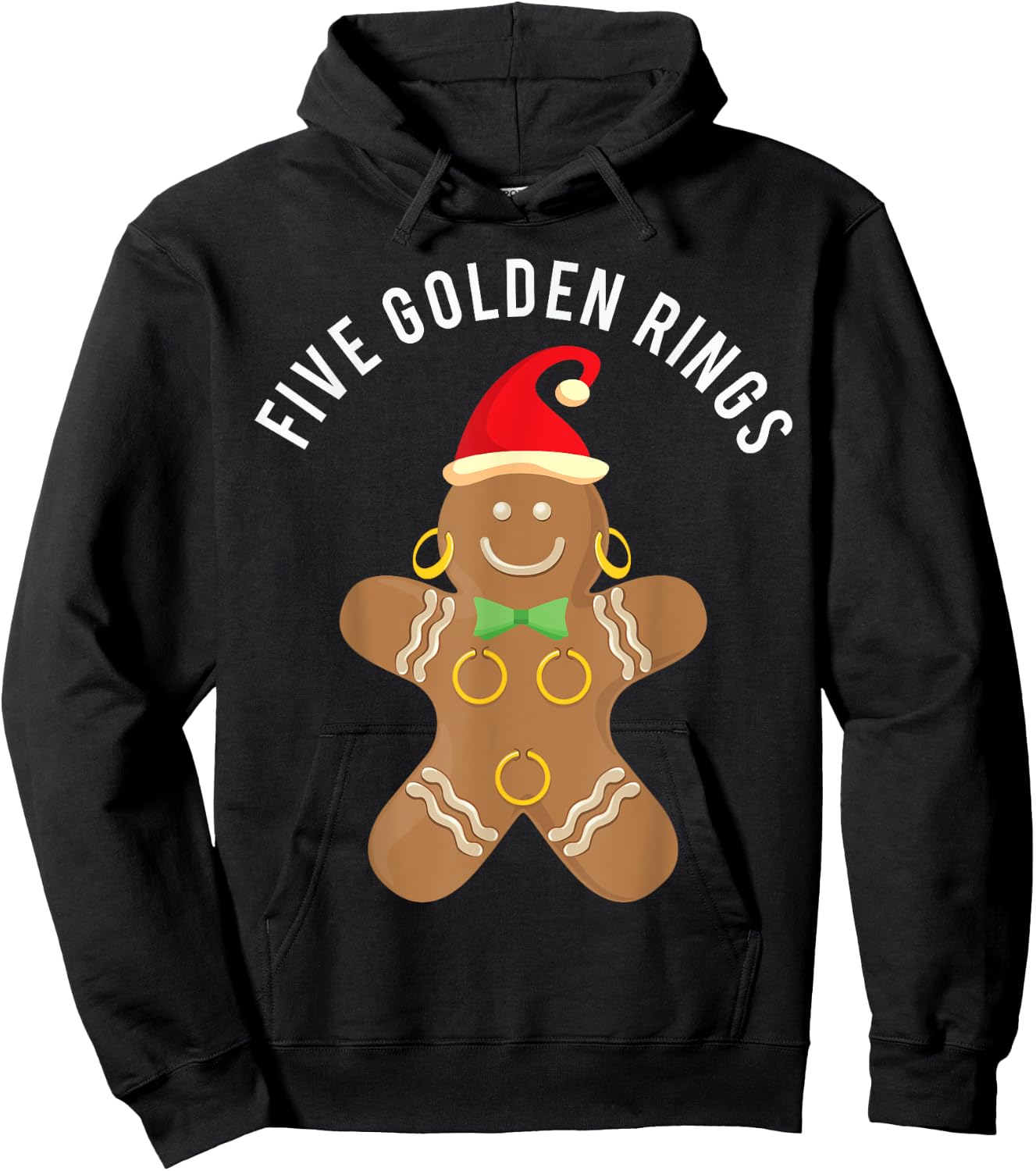 GingerBread Man Five Golden Rings Song 12 Days Hoodie - Hoodie | Black