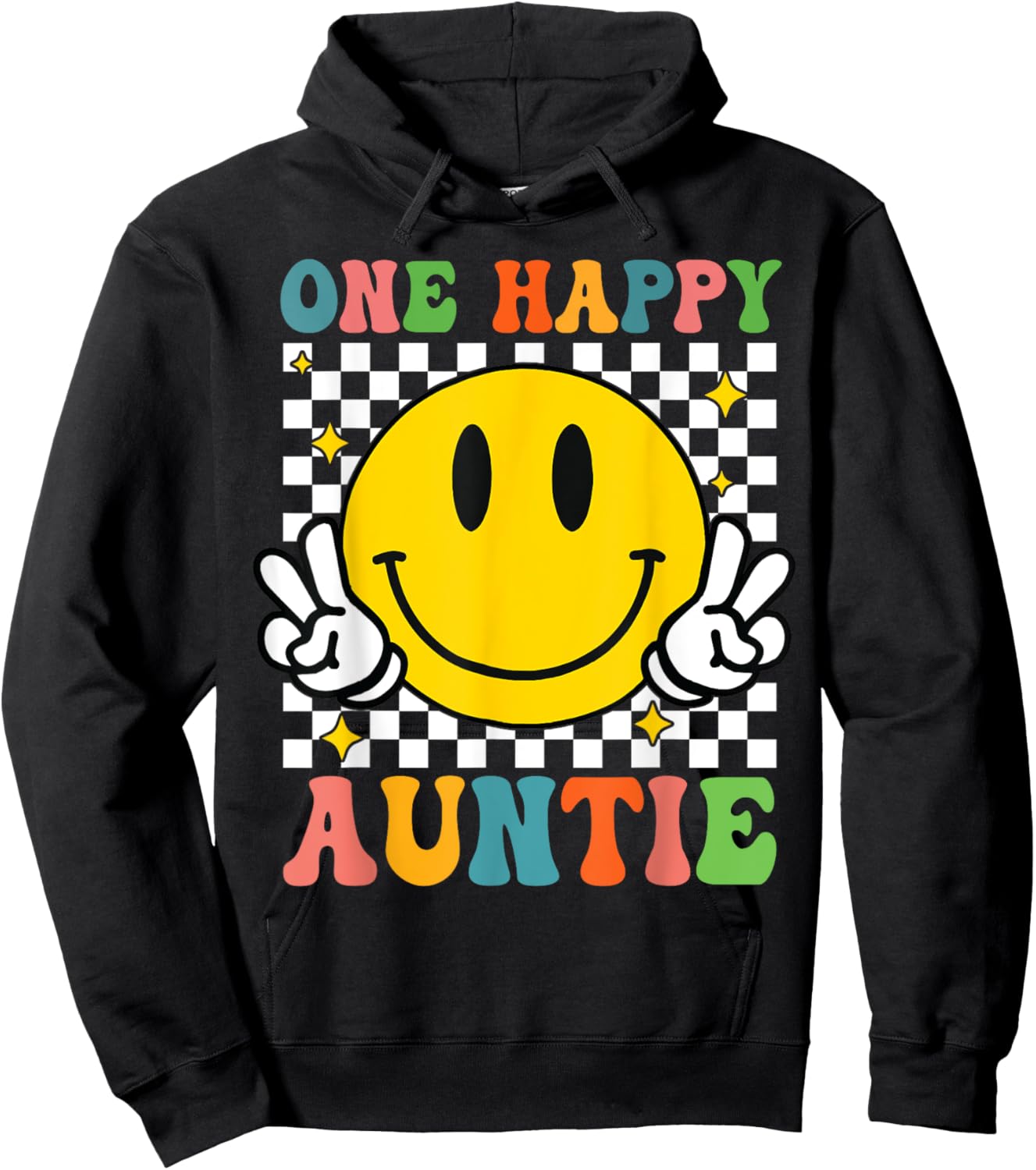 One Happy Dude Auntie happy face 1st Birthday Family Hoodie - Hoodie | Black