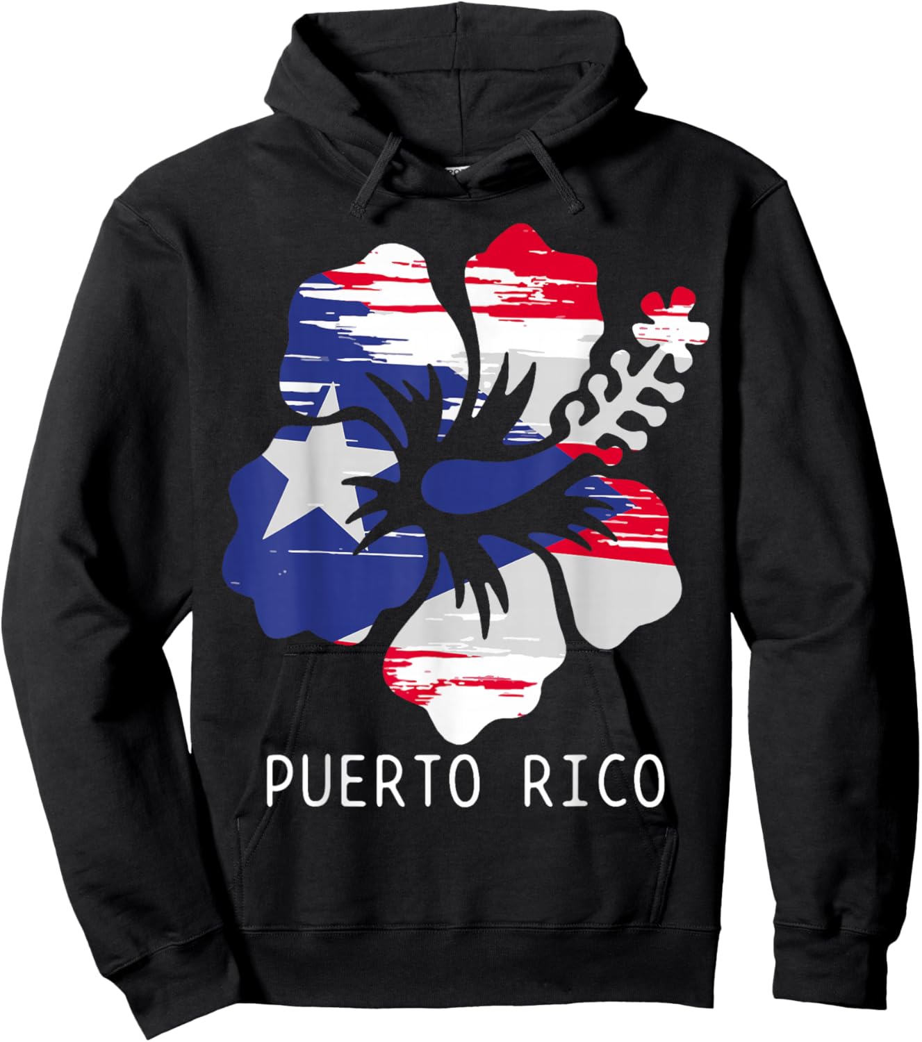 Puerto Rico Flag Pride Hibiscus Flower Boricua Puerto Rican Hoodie - Hoodie | Black