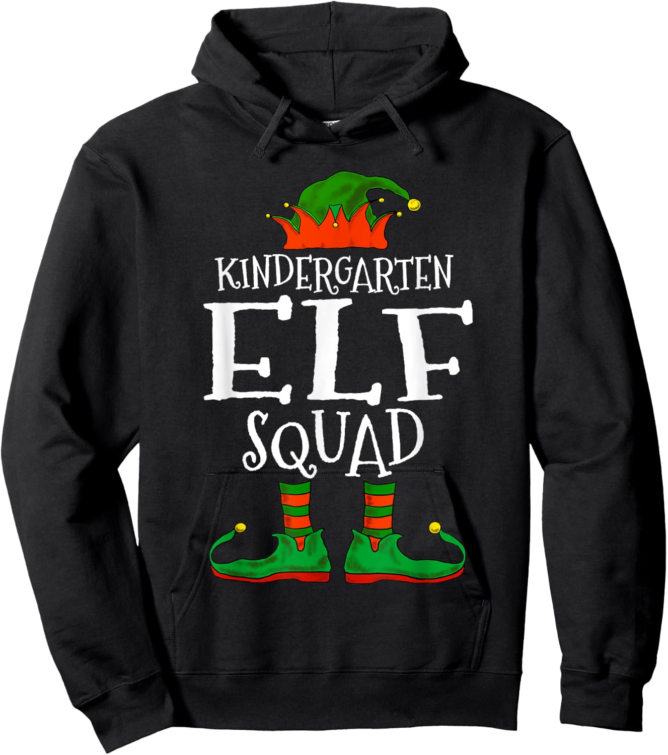 Kindergarten Elf Squad Teacher Student Christmas Gift Men Women Kids Hoodie - Hoodie | Black