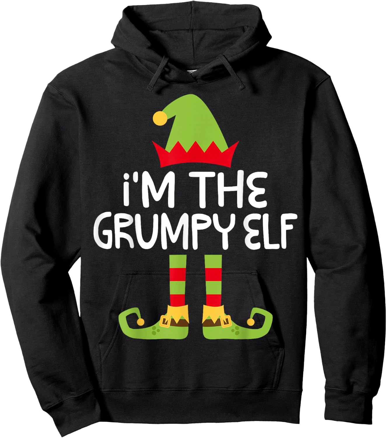 I'm The Grumpy Elf Shirt Adult Kids Matching Christmas Elf Hoodie - Hoodie | Black