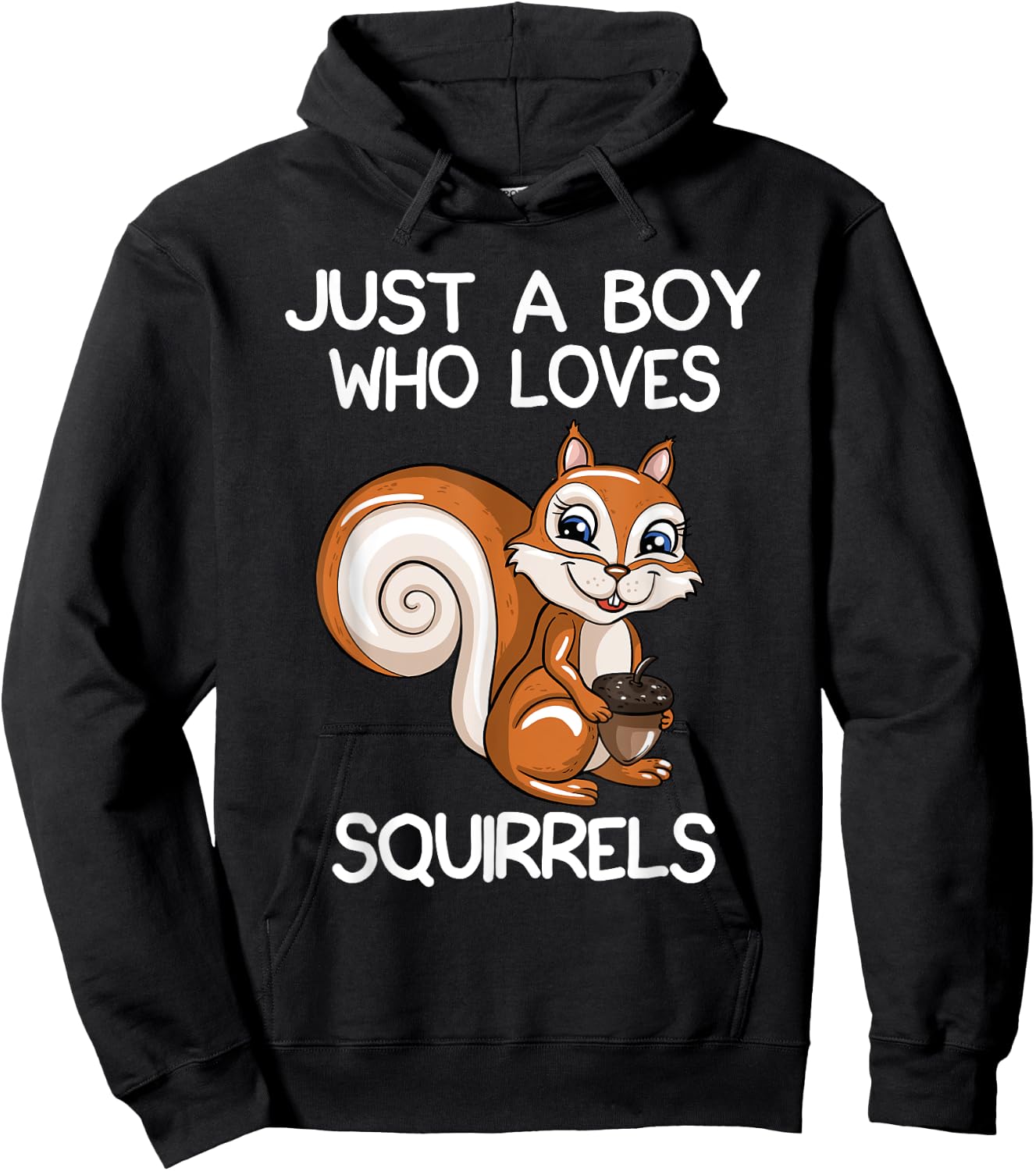 Just A Boy Who Loves Squirrels Gift Squirrel Lover Hoodie - Hoodie | Black