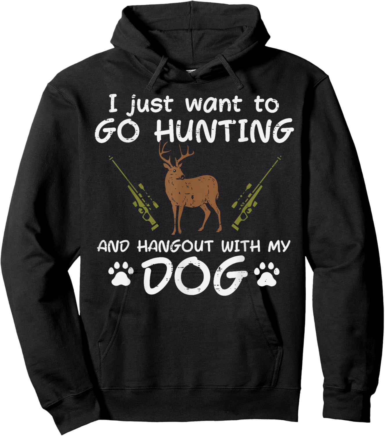 Go Hunting Hangout With Dog Funny Deer Hunter Men Women Kids Hoodie - Hoodie | Black