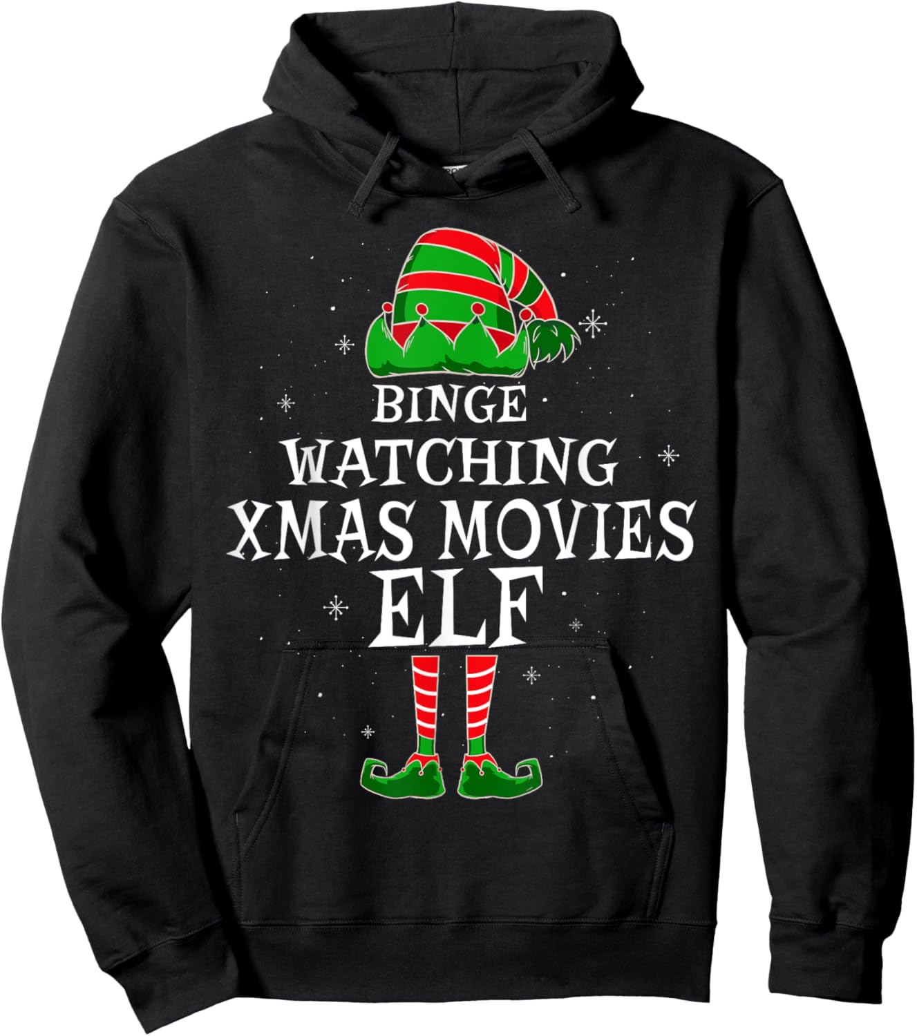 Binge Watching Xmas Movies Elf Matching Family Christmas Hoodie - Hoodie | Black